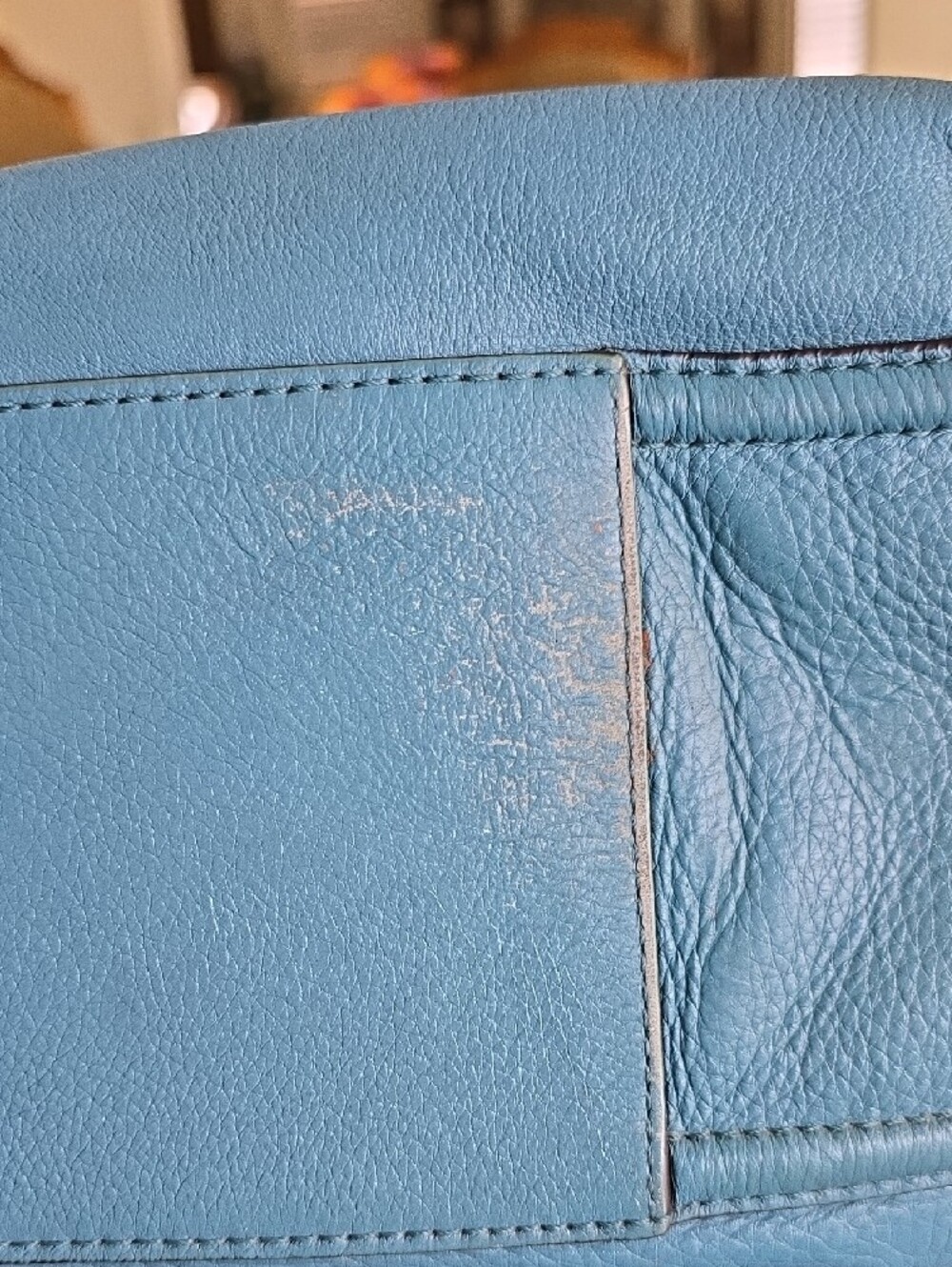 Turquoise pebble leather Coach Avery Shoulder Hobo handbag (model F23309) - Picture 9 of 16